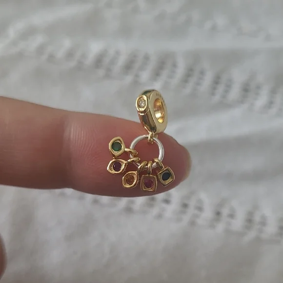 Silver Multi-Color Gemstone Pendant - Picture 3 of 7